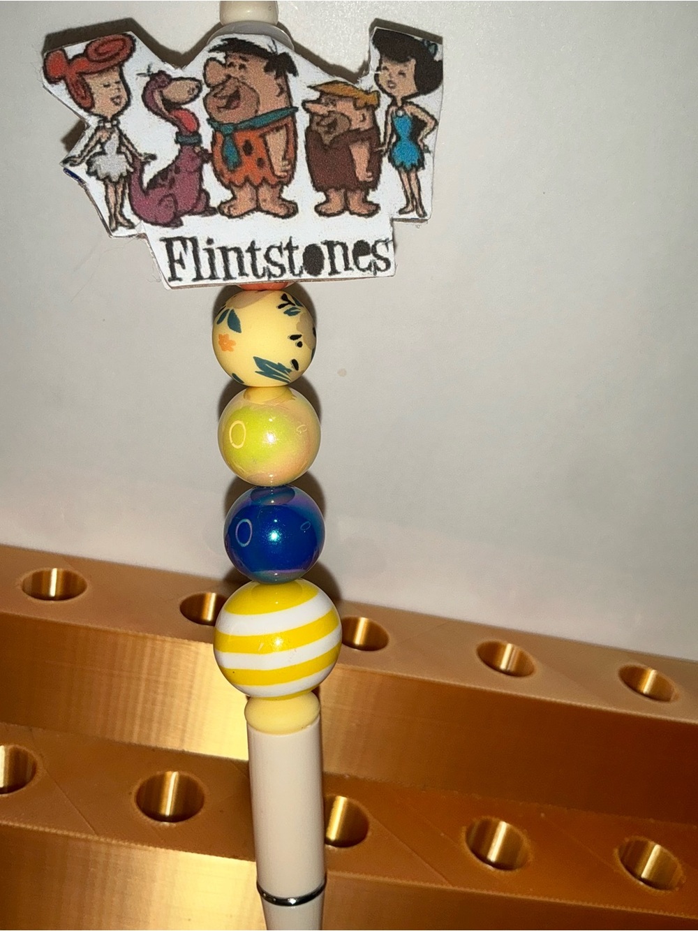 Flintstones Yellow Beaded Pen -Collectible